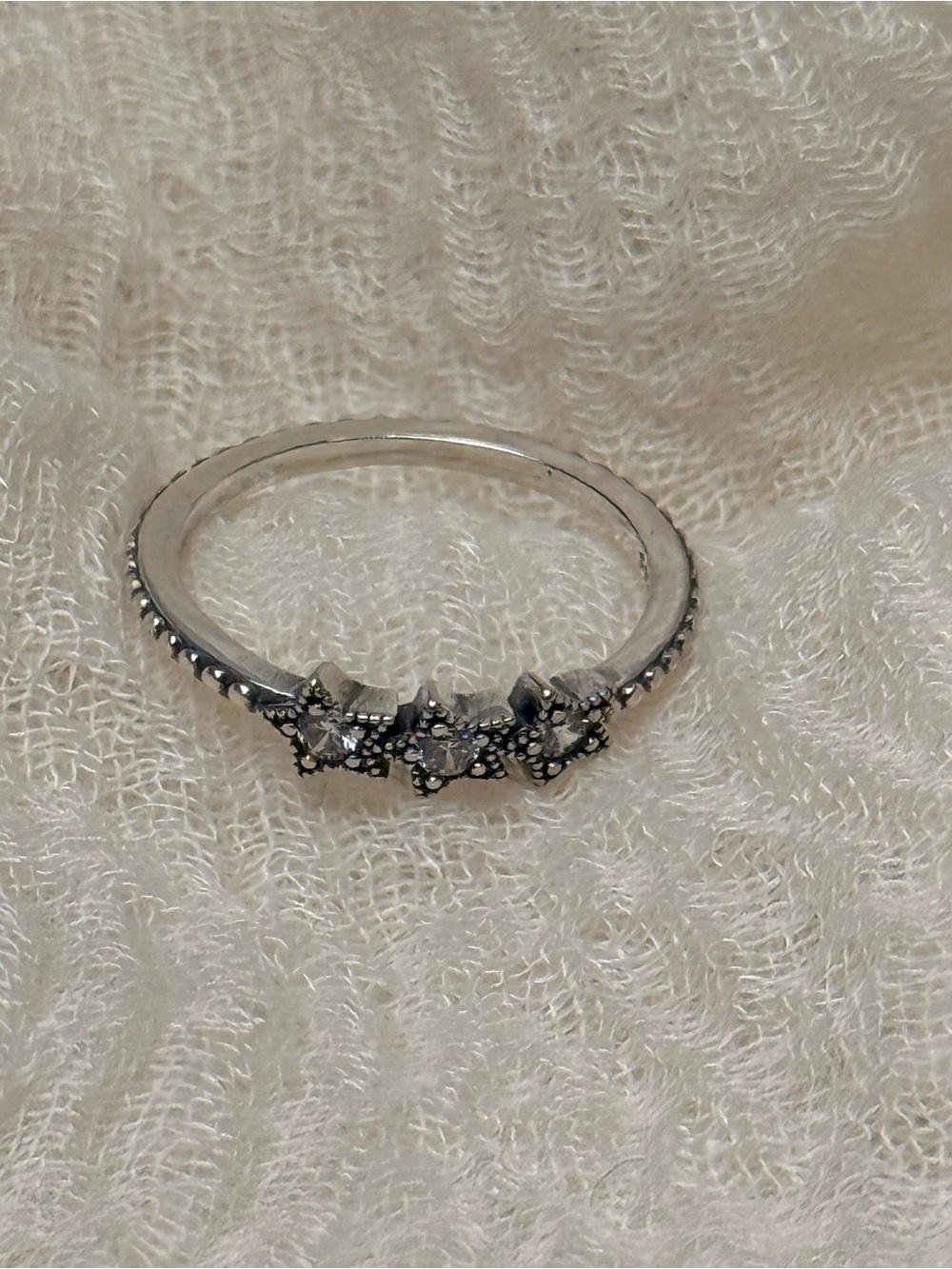 925 Sterling Silver ring with three star-shaped settings #stars Size 8
